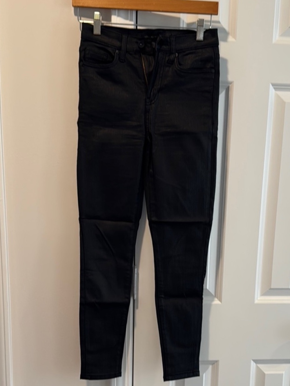 Black Shiny High Rise Skinny Jeans (Size 1/25)